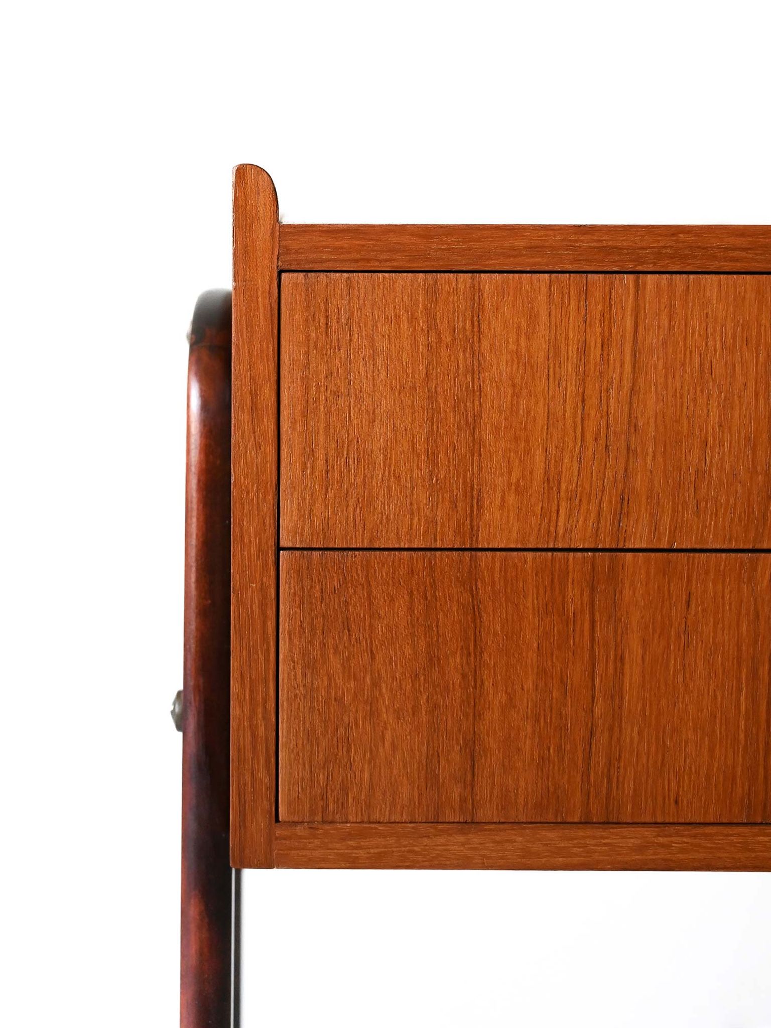 1950s Scandinavian Teak Nightstand with Brass Handles