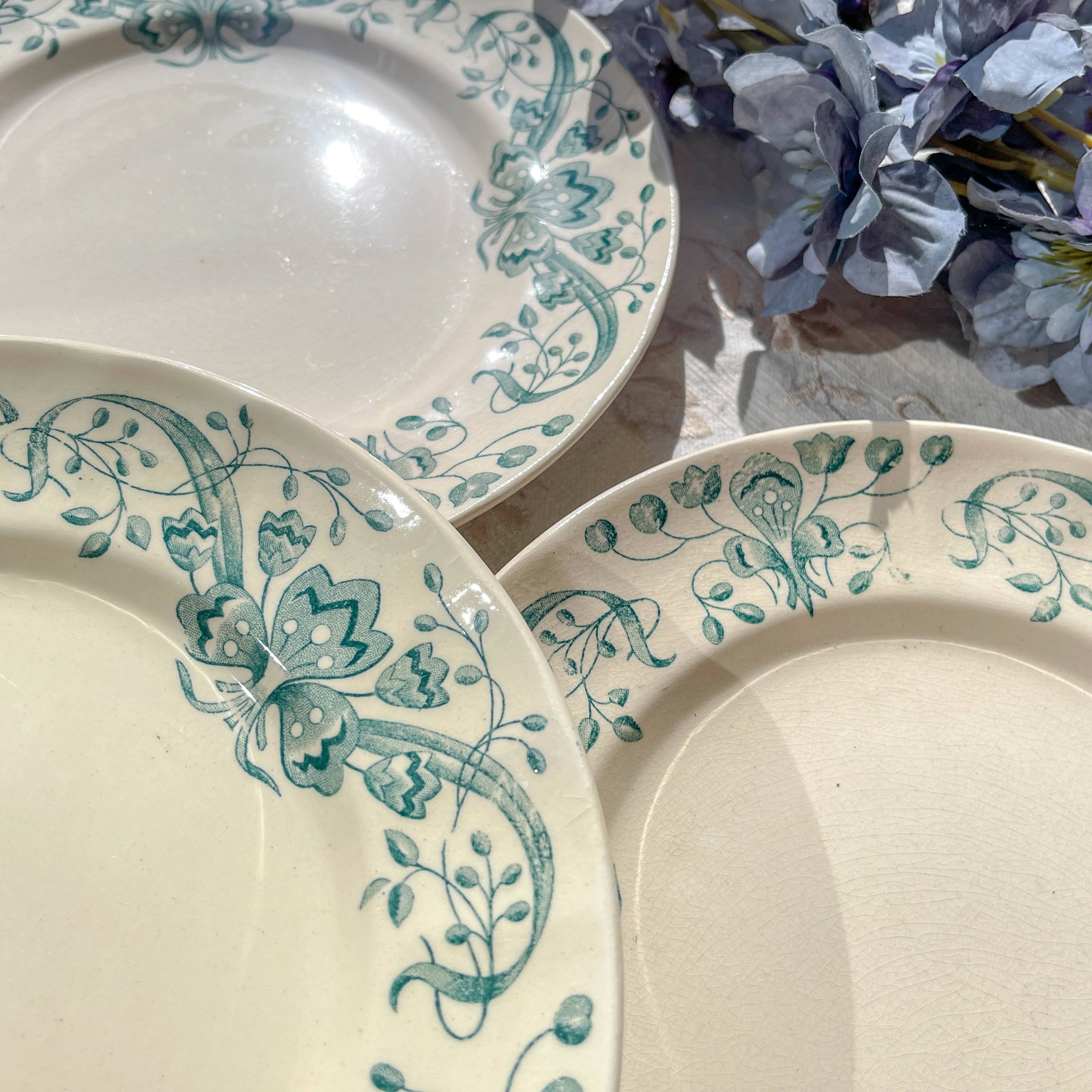 Lot of 8 Small Antique Iron Earth Plates "Figuig" Longchamp 19th Century