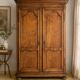 Large antique wardrobe in solid oak, Provincial Louis XV style, disassembled.