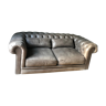 Sofa Chesterfield glossy brown leather