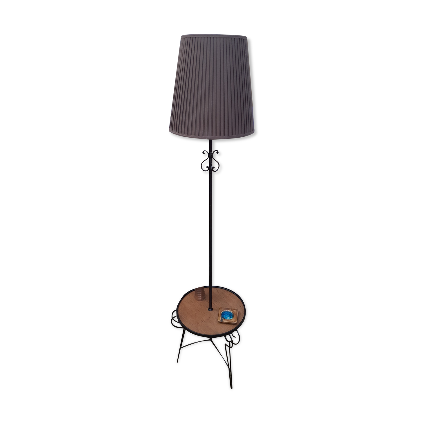 Lampadaire vintage année 50/60 fer forgé laqué noir