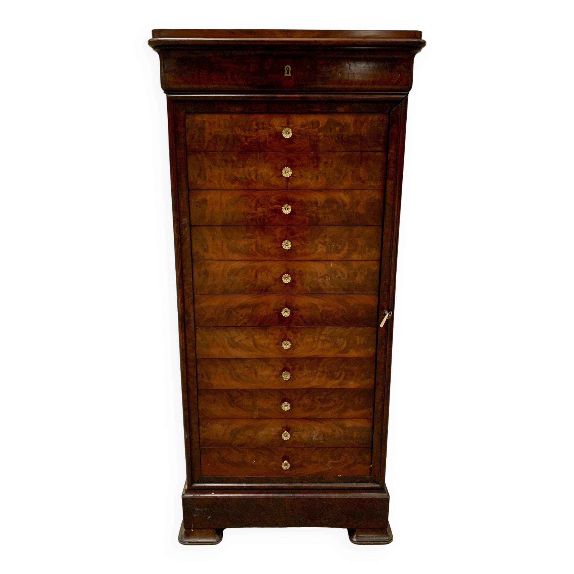 19th century mahogany and veneer cardboard or notary cabinet