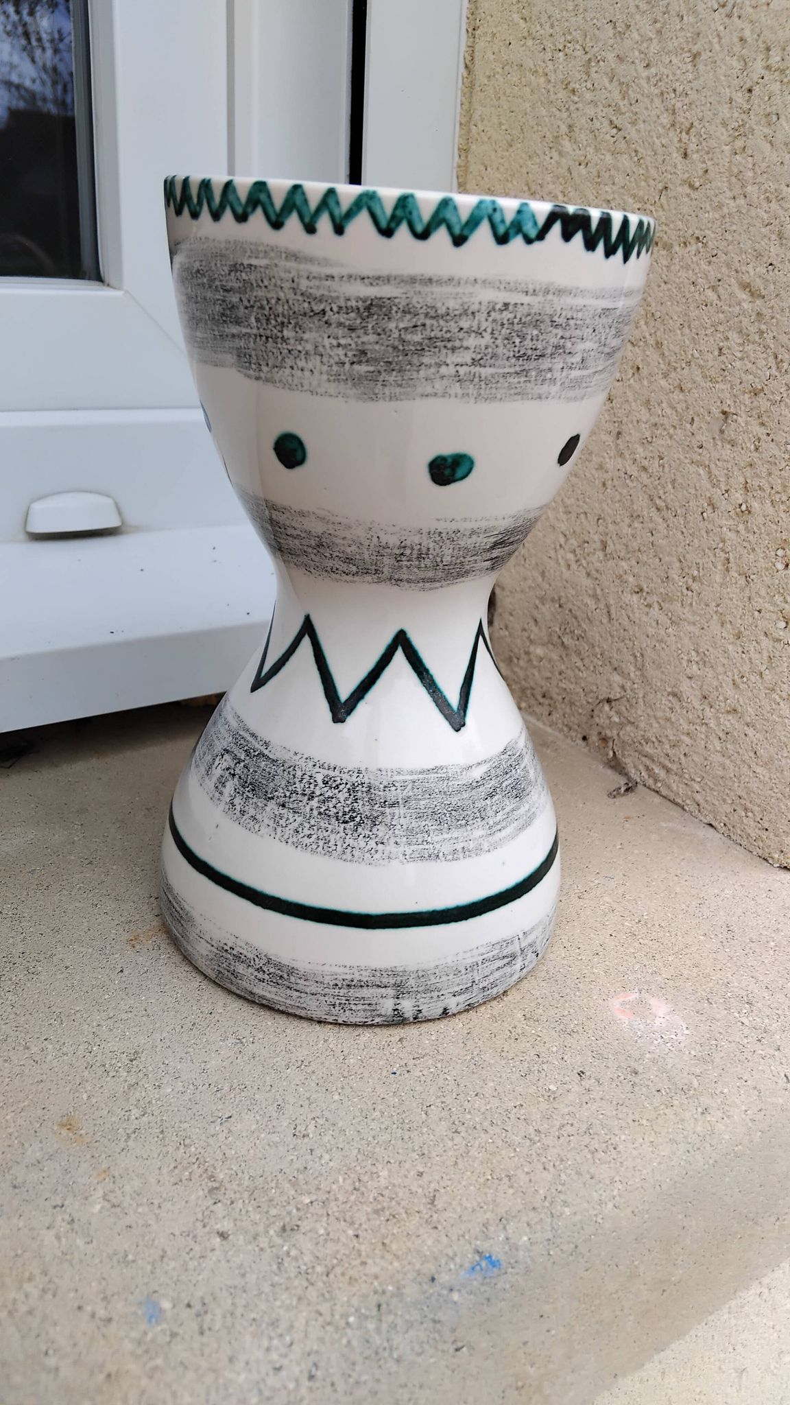 Vintage ceramic diabolo vase from the 60s