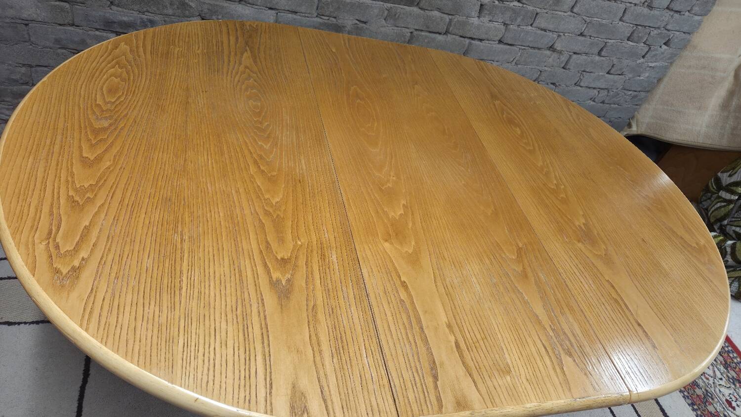 Dining table wood and rattan 1970