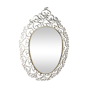 miroir signé chaty vallauris en métal doré