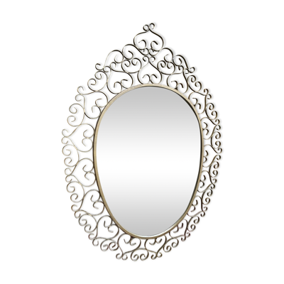 Miroir signé Chaty Vallauris en métal doré