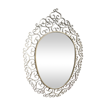 Mirror signed Chaty Vallauris in gilded metal