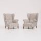 Pair of Striped French Bergère Armchairs, 1970s