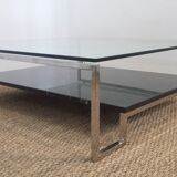 Coffee table marble chrome and glass 80