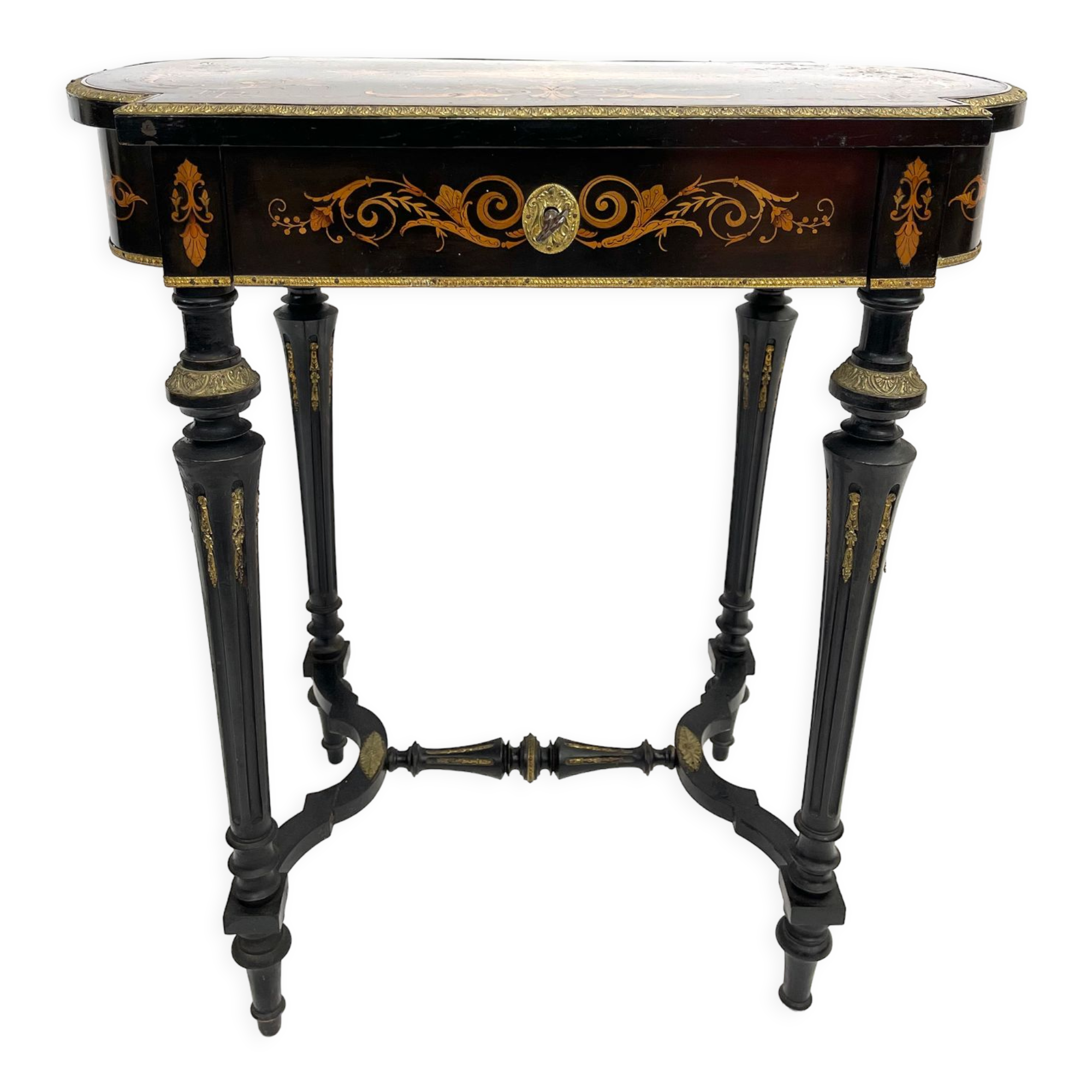 Napoleon III side table or work table with marquetry