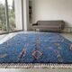 Tapis Handmade Marocain bleu décoré 200cmx300cm