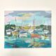 Oil on canvas port with sailing boats