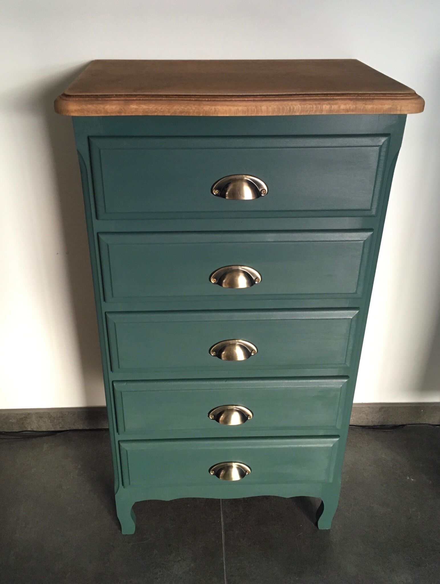Chiffonnier 5 sage green drawers