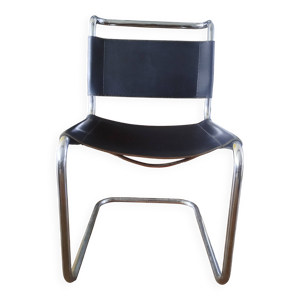Chaise / fauteuil cantilever - cuir noir