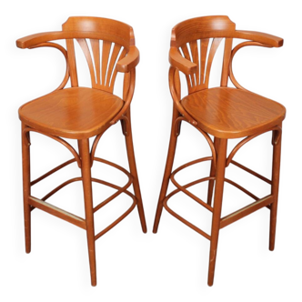 Set of 2 Vintage Bar Stools by TON, 1980