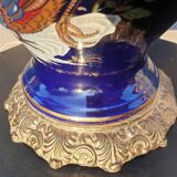 Ceramic lamp birds lyres on midnight blue background Napoleon III