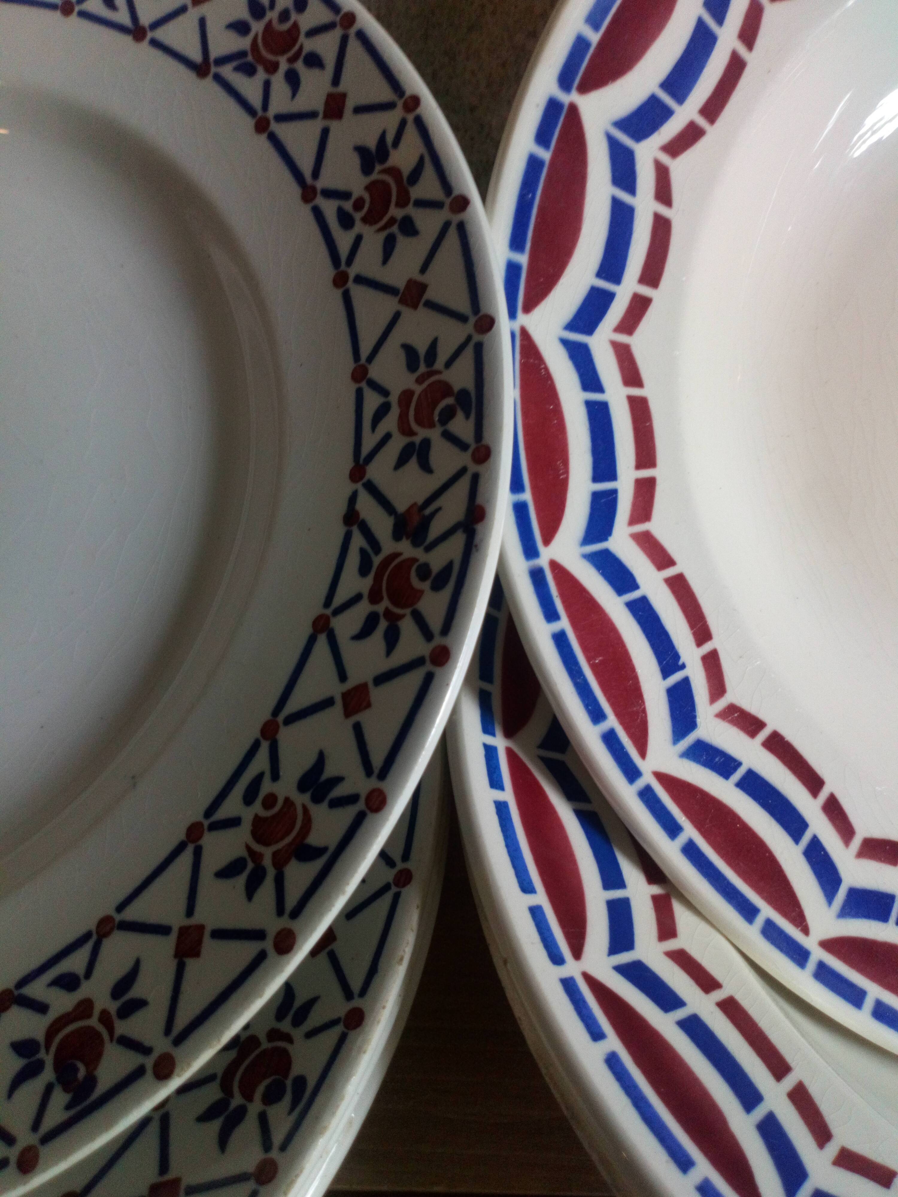 Assorted eight old plates of Badonviller and Mill of Wolves