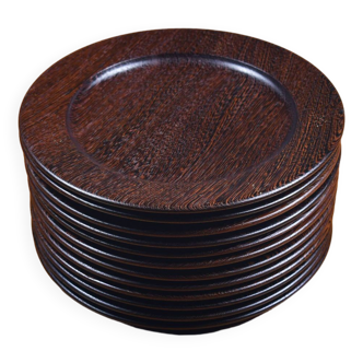 Solid Wenge plates/coasters 1960s x12