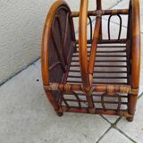 Vintage rattan cane magazine rack