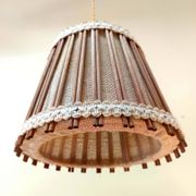 Suspension scandinave rotin et toile de jute 1970