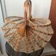 Vintage foldable basket made of bamboo and cotton threads