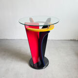 Postmodern Multicolored Italian Memphis Design Pedestal Gueridon Side Table