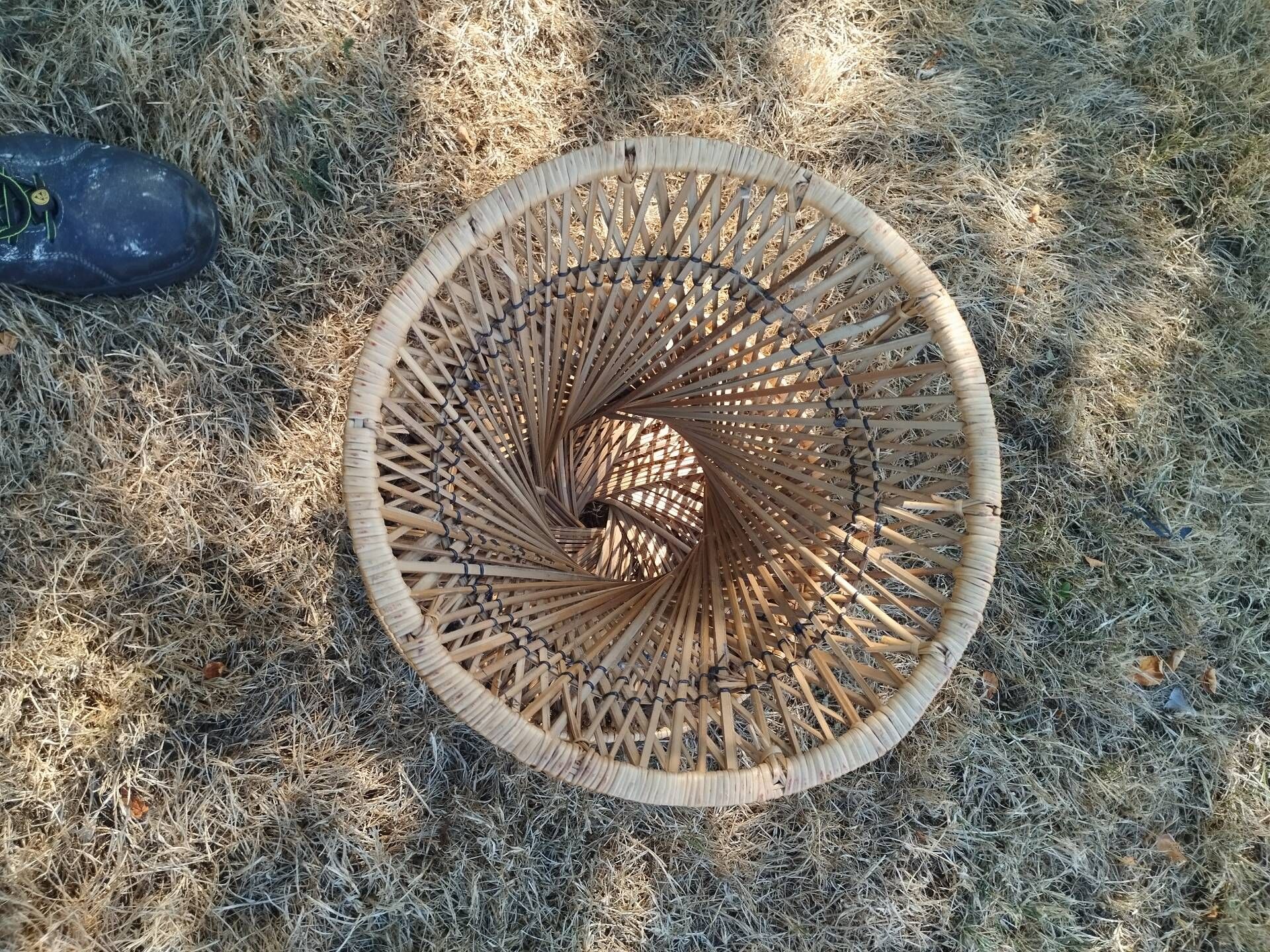 Vintage antique rattan wicker chair armchair