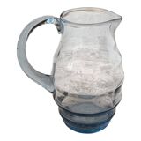 Blue glass pitcher