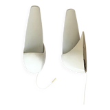 Set of two Small mid-century bakelite & glass wall lamps by Bo Niko Belgium, 1960s
