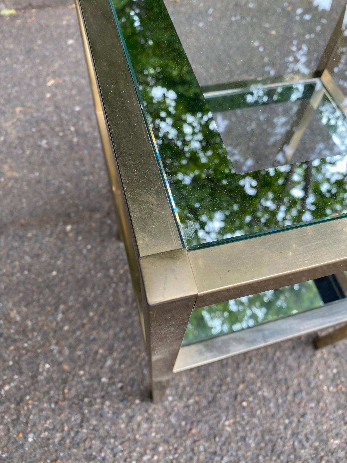 2 bedside tables, end tables in brass and transparent glass Maison Ja