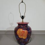 Hand - turned ceramic / glazed vase lamp holders French 1980s