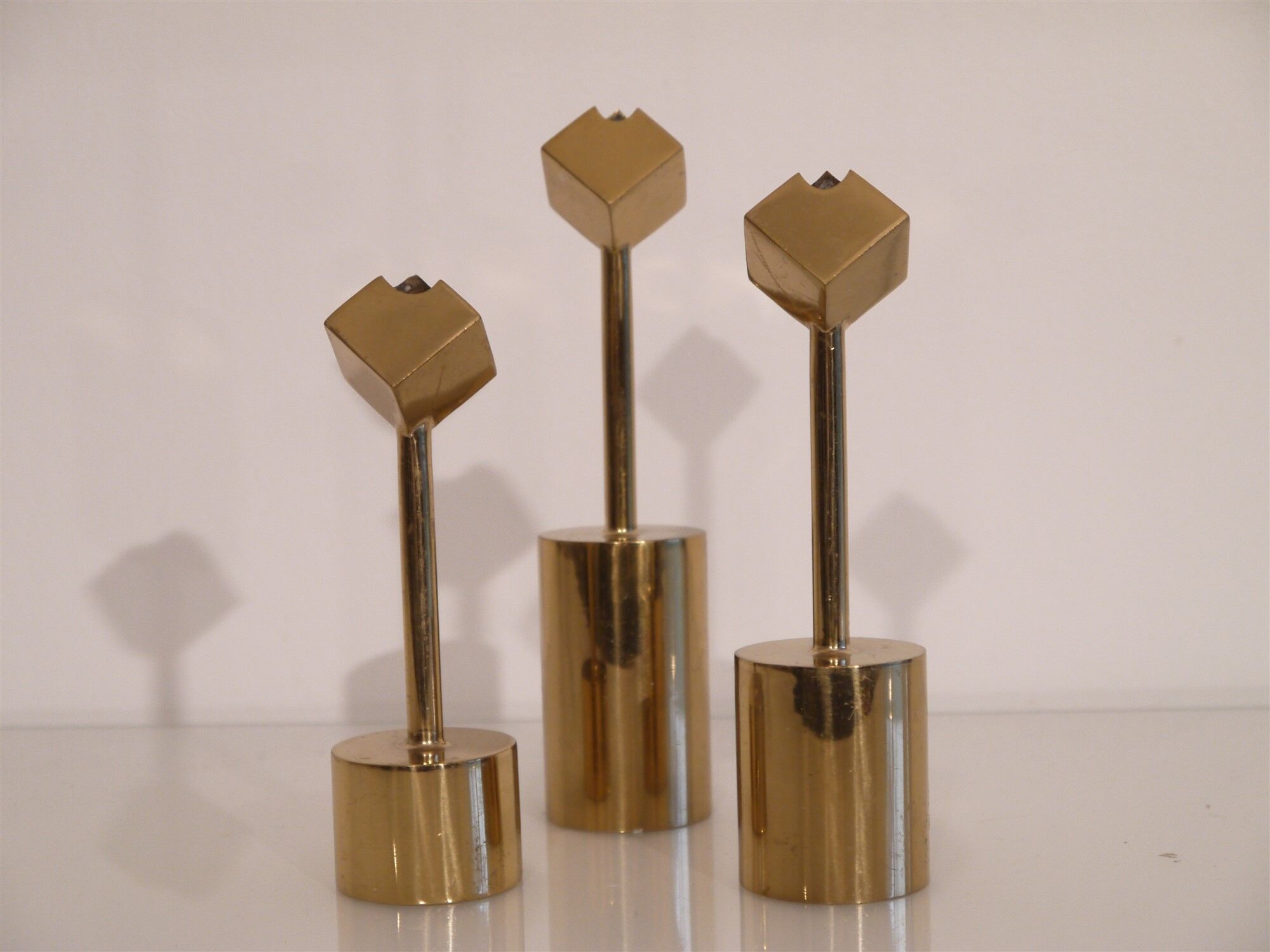 Lot of vintage Scandinavian brass candlesticks