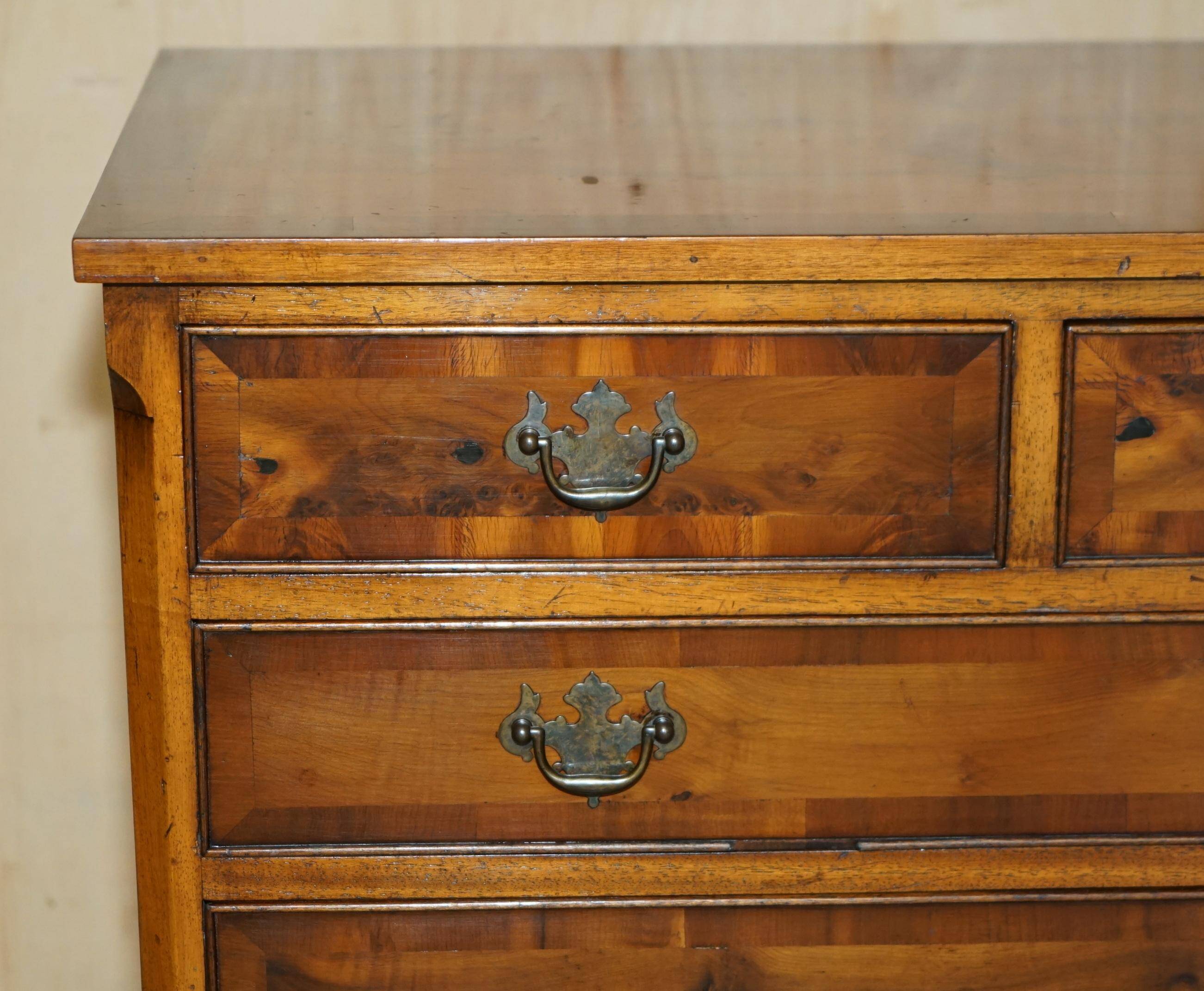 Georgian commode in yew wood with burr and burl grain, medium size.