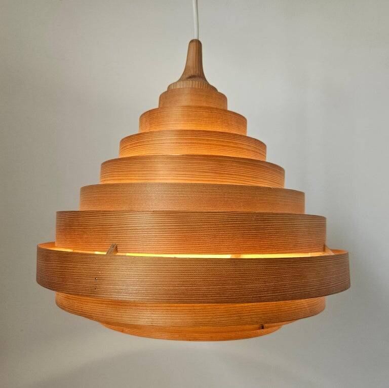 Midcentury Veneer Pendant in style of Hans-Agne Jakobsson, Denmark, 1970s