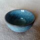 Set of 2 japanese blue cracked glaze ceramic tea bowls