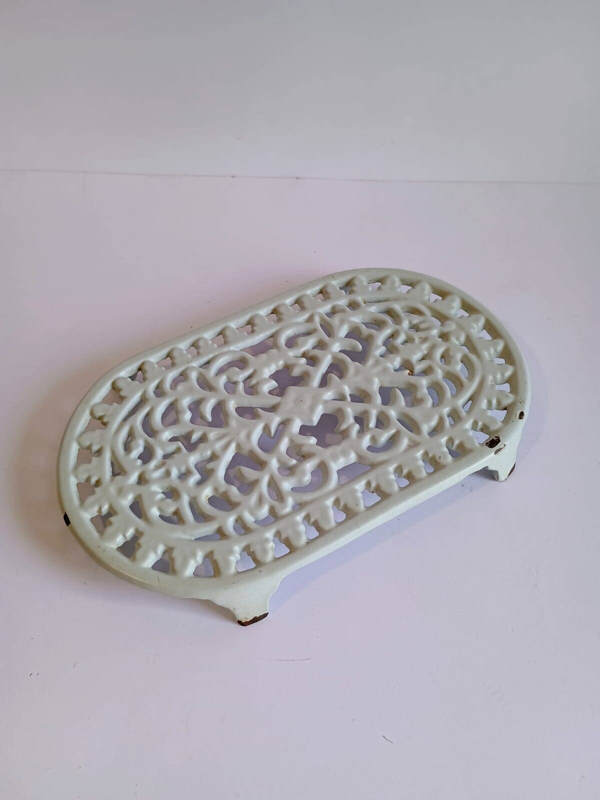Vintage White Cast Iron Trivet
