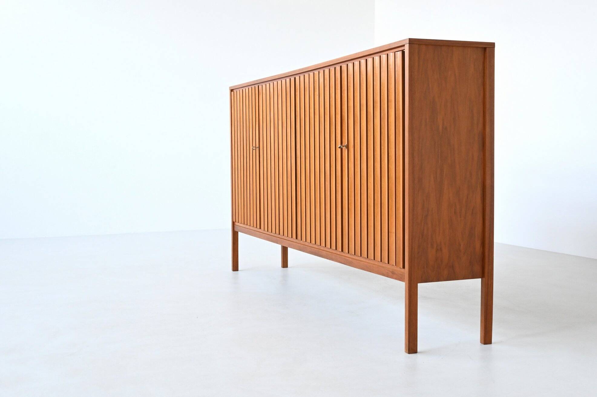 Leo Bub symmetric highboard in walnut XL Bub Wertmobel Germany 1960