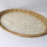 vintage rattan and mother-of-pearl tray