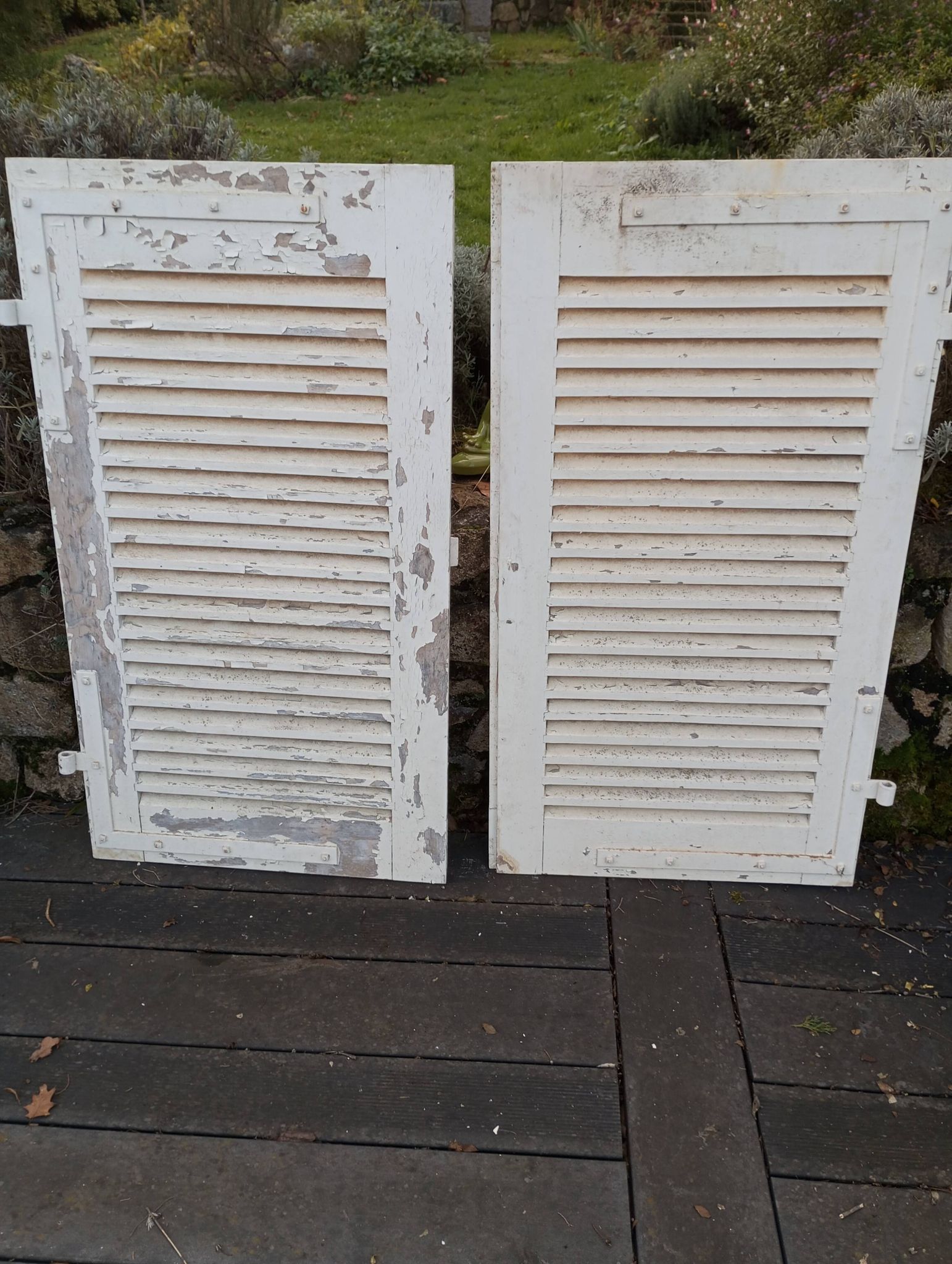 Pair of tropical wood shutters