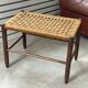 Mid Century wooden stool with a woven sisal seat