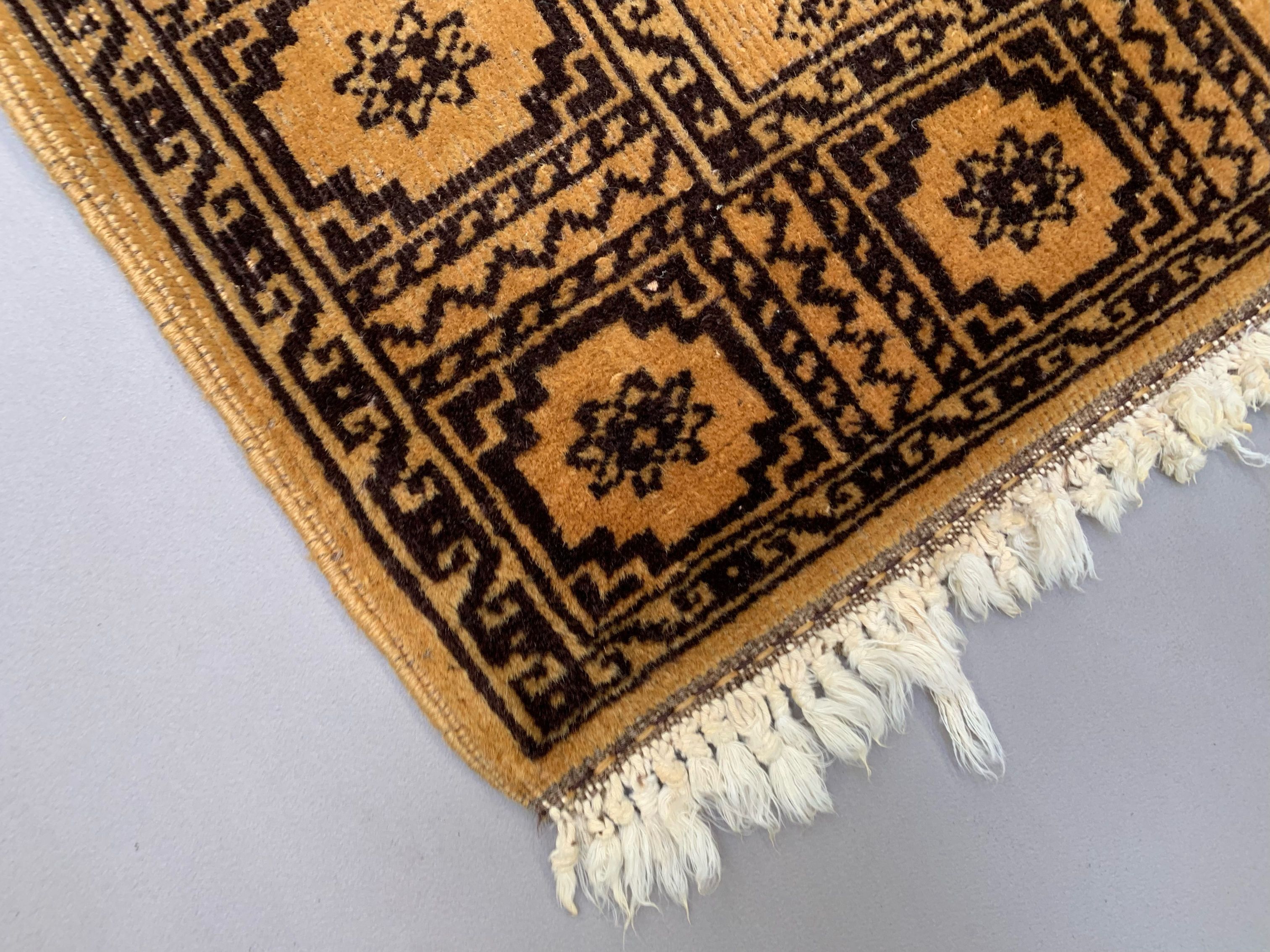 Gold afghan runner 245x80 cm, afghan chobi rug, yellow, black