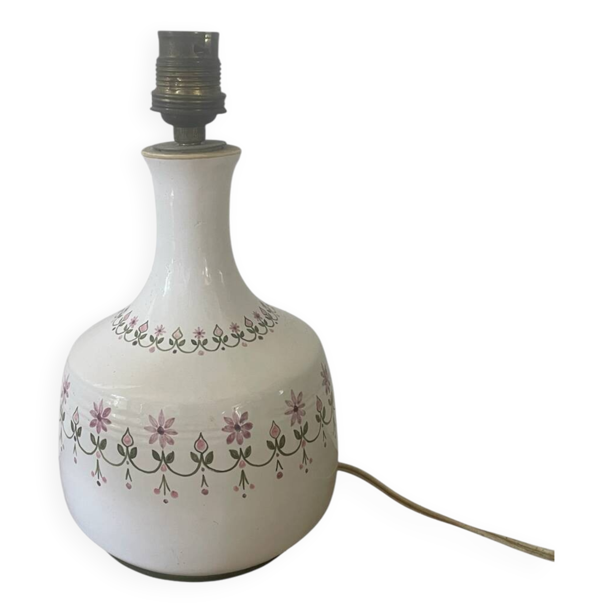 Handmade ceramic lamp base with floral decoration