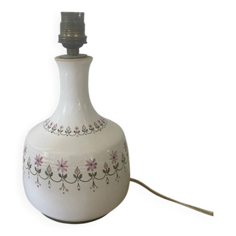 Handmade ceramic lamp base with floral decoration