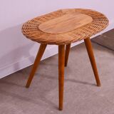 Mid century rattan stool by Jan Kalous for ÚLUV, 1960´s, Czechoslovakia