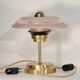 Pair of Art Deco bedside lamps in brass and engraved glass.