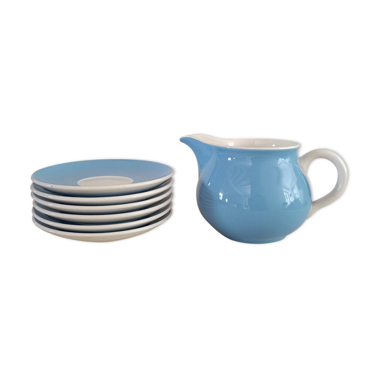 6 saucers and milk jug 1950s Villeroy and Boch Mettlach