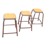 Industrial metal stools from the 60s set of 3