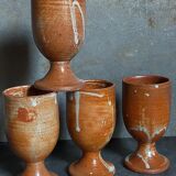 Four potter's mugs turned in vintage light stoneware