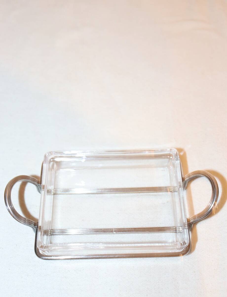 Glass and silver-plated metal butter dish