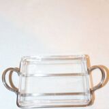 Glass and silver-plated metal butter dish